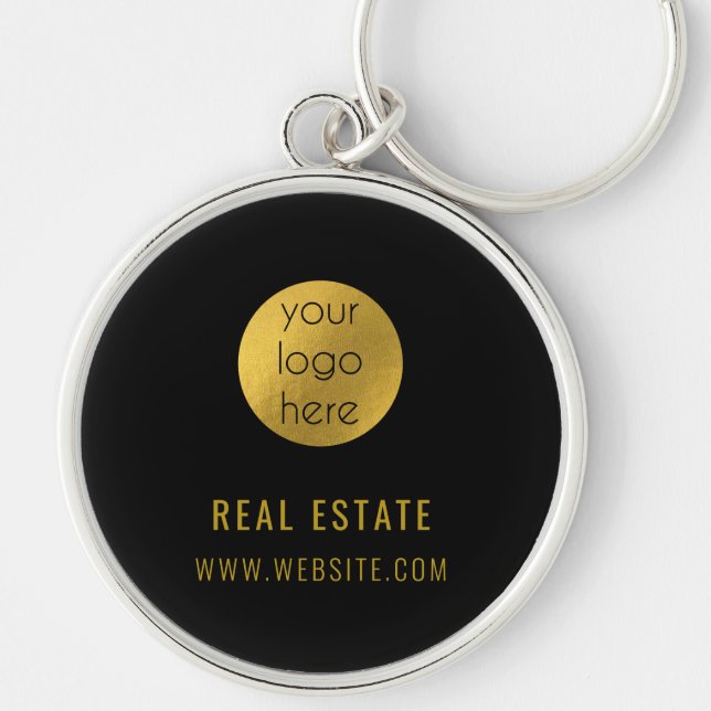 Black Gold Professional Real Estate Agent Business Keychain (Front)
