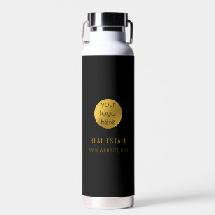 Black Gold Professional Real Estate Agent Business Water Bottle
