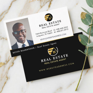 Black Gold Professional Real Estate Agent Photo Business Card