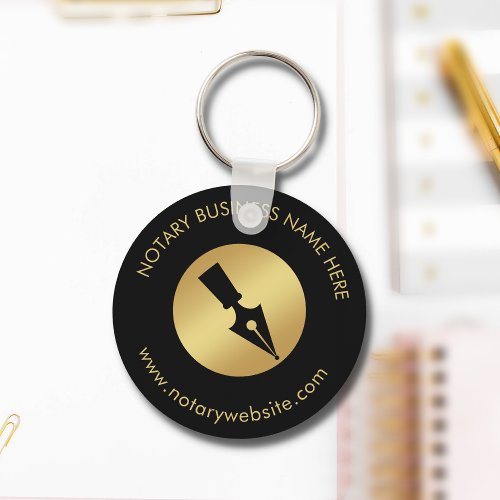 Black  Gold Promotional Notary Logo Branded Keychain