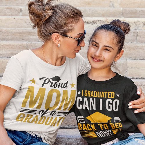 Black  Gold Proud Mom Of A Graduate Womens T_Shirt