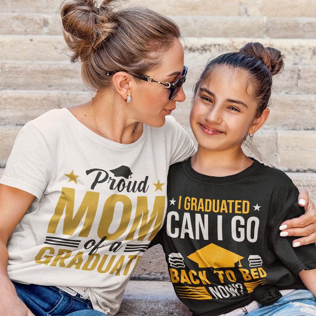 Black & Gold Proud Mom Of A Graduate Women's T-Shirt (Creator Uploaded)