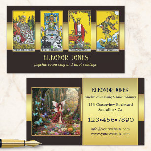 Black Gold Psychic Tarot Reader Photo Business Car Business Card