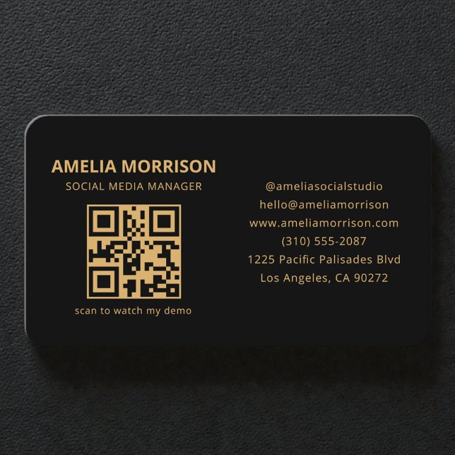 Black Gold QR Code Business Card (Creator Uploaded)