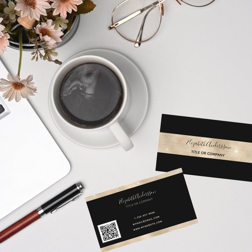 Black gold qr code business card