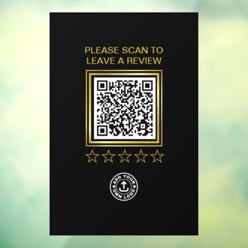 Black Gold QR Code Business Logo Scan To Review Window Cling