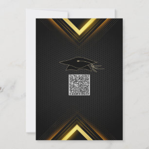Black Gold QR Code Graduation Invitations Example