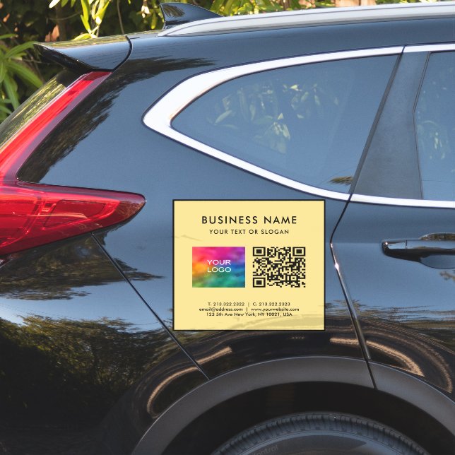 Black & Gold QR Code Logo Text XL Extra Large Sticker (Car Side)