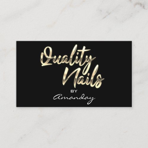 Black Gold Quality Nails Script Frame QRCode Logo Business Card