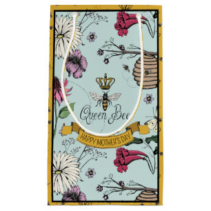 Black Gold Queen Bee Mothers Day Photo Small Gift Bag