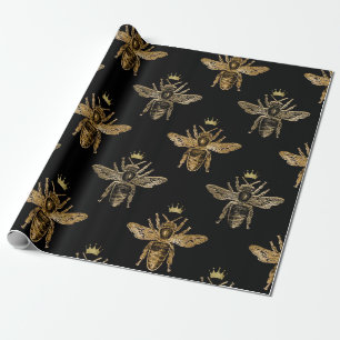 Black & Gold Queen Bee Wrapping Paper