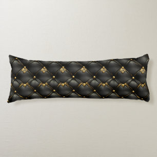 Black Gold Quilted Leather Pattern Body Pillow