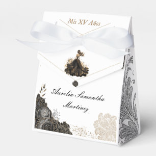 Black Gold Quinceañera Recuerdo Favor Box