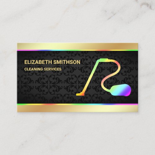 Black Gold Rainbow Vacuum Cleaner Cleaning Service Business Card