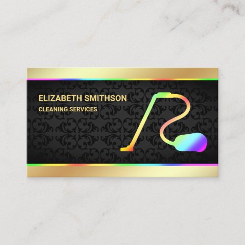 Black Gold Rainbow Vacuum Cleaner Cleaning Service Business Card