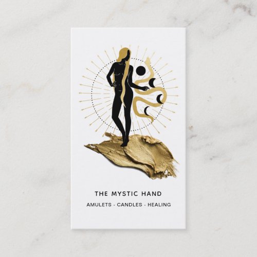  Black _ Gold Rays Mystic Goddess Snake   Business Card