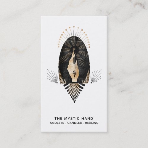  Black Gold Rays Mystic Hand Snake Business Card