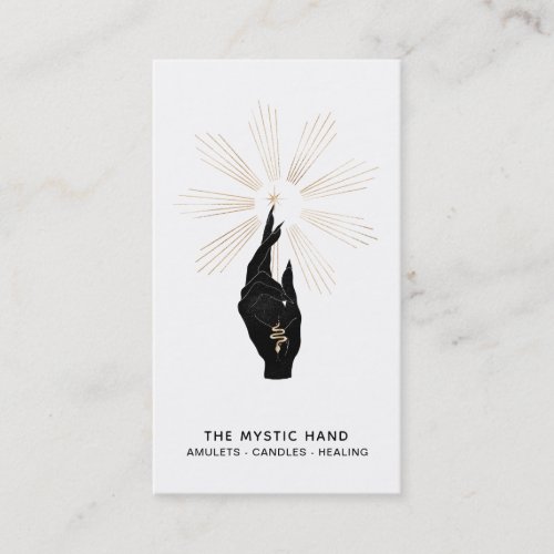 Black _ Gold Rays Mystic Hand Snake  Business Card