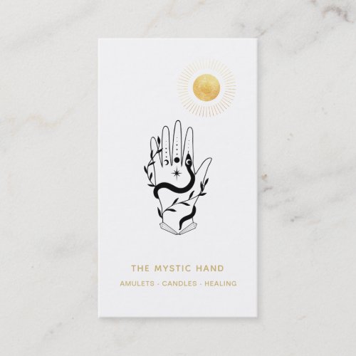  Black _ Gold Rays Mystic Hand   Snake   Business Card