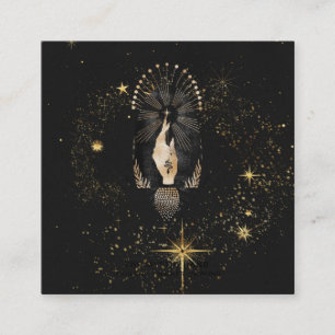 *~* Black Gold Rays Stars Mystic Hand Snake Square Business Card