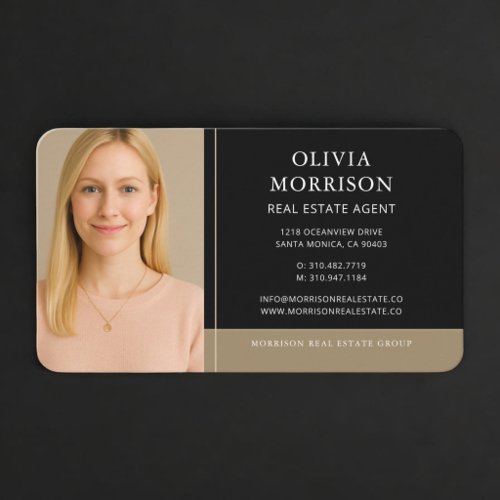Black Gold Real Estate Agent Photo  Business Card