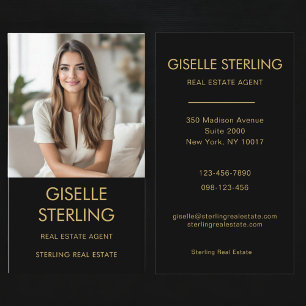 Black Gold Real Estate Agent Professional Photo Business Card