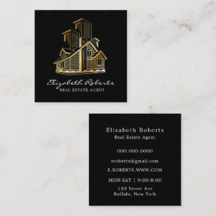 Black Gold Real Estate Agent Square Business Card