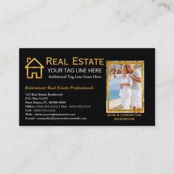 Black | Gold Real Estate Mortgage Real Estate Agen Business Card by hhbusiness at Zazzle