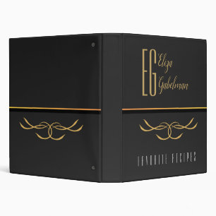 Black Gold Recipes Cookbook Wiht Custom Monogramm 3 Ring Binder