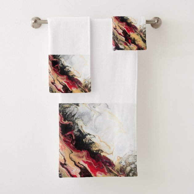 red and gold bath towels