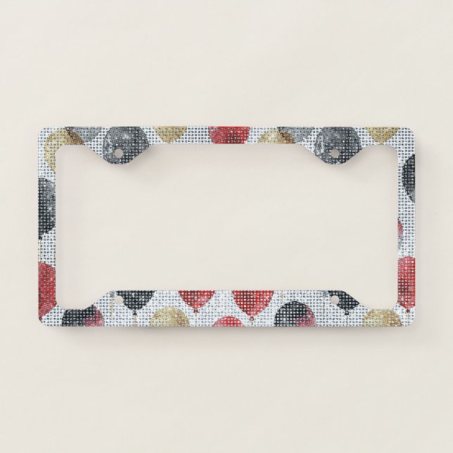 Black Gold Red Balloons Sparkle License Plate Frame (Front)