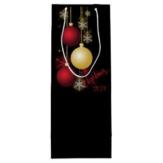 Black, Gold & Red Christmas Party Wine Gift Bag