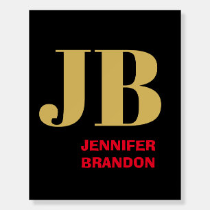 Black Gold Red Colors Monogram Add Name Foam Board