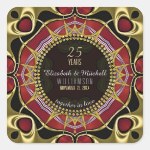 Black+Gold & Red Exotic Gothic 5 Years Anniversary Square Sticker