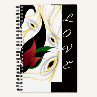 Black, Gold, Red & Green Abstract Ornamental Art Notebook