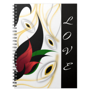 Black, Gold, Red & Green Abstract Ornamental Art Notebook
