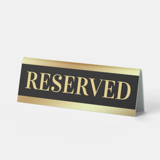 Black Gold Reserved Table Sign | Zazzle
