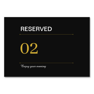 Black Gold Reserved Wedding Table Sign Luxury Number