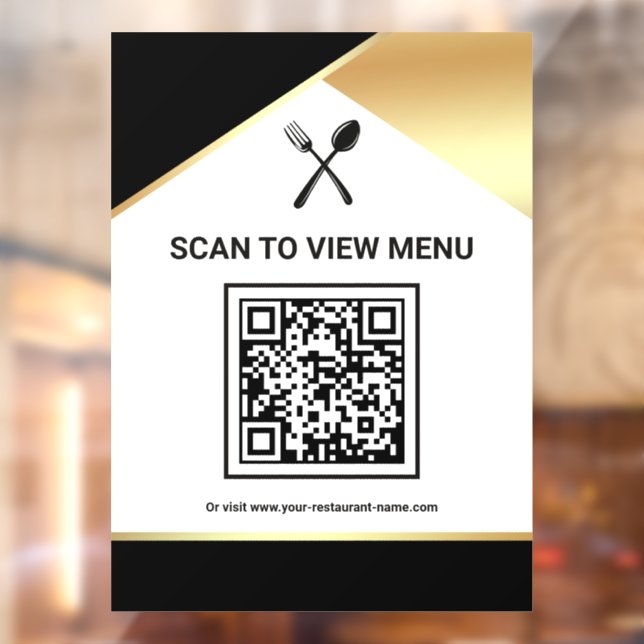 Black Gold Restaurant Digital QR Code Menu Window Cling (Sheet 2)