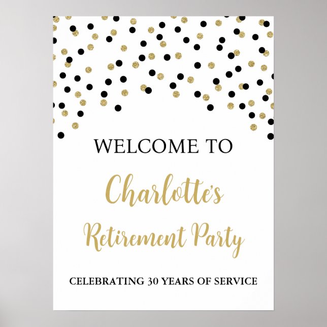 Black Gold Retirement Party Custom 18x24 Poster (Front)