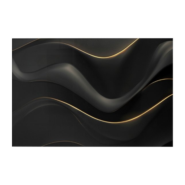 Black & Gold Ribbon Flow — Luxury Minimal Wall Art (Front)