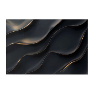 Black & Gold Ribbon Flow — Luxury Minimal Wall Art
