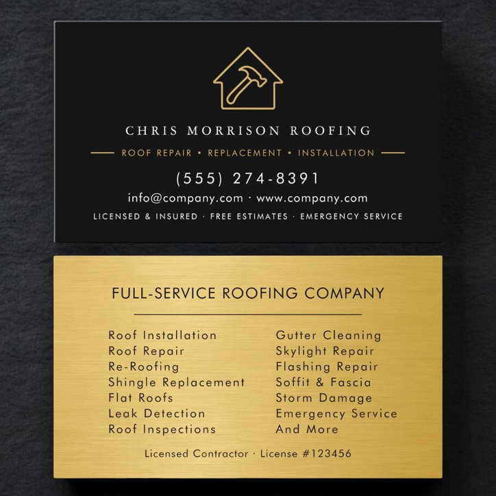 Black Gold Roofing Roofer Company Business Card
