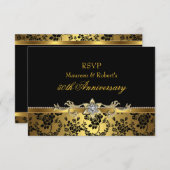 Black & gold Rose 50th Anniversary RSVP (Front/Back)