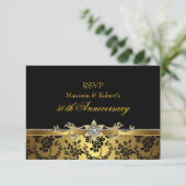 Black & gold Rose 50th Anniversary RSVP (Standing Front)
