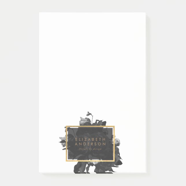 Black Gold Rose Bouquet Business Post-it Notes (Front)