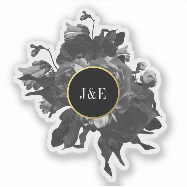 Black Gold Rose Bouquet Sticker (Front)