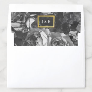 Black Gold Rose Bouquet Wedding Envelope Liner