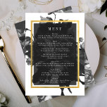 Black Gold Rose Bouquet Wedding Menu<br><div class="desc">This is a rack card or wedding reception menu. Antique black roses for a wonderful bohemian themed wedding. Vintage style florals. Black roses & florals. Stylish Boho wedding. A formal elegant design in florals for your wedding menu for a boho inspired wedding. Antique black roses below brings to life your...</div>