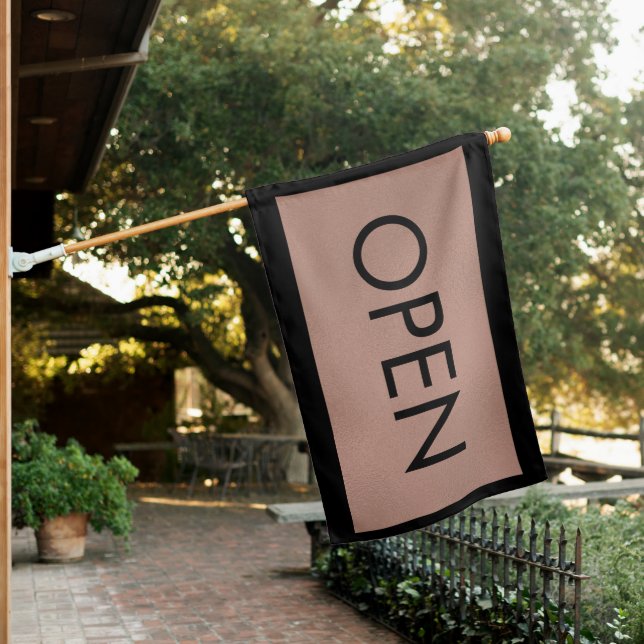 Black Gold Rose Small Business Open Sign Flag (In SItu)